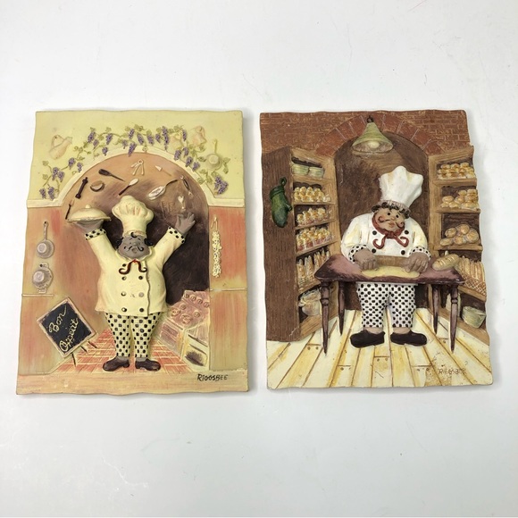 Riggsbee Italian Baker Chef Cook Resin 3D Wall Plaques Kitchen Restaurant Decor - Picture 1 of 6